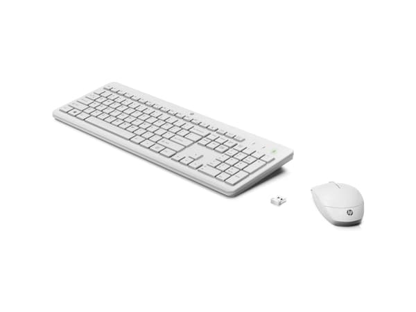 HP 230 - Tastatur- og mussett - trådløs - 2.4 GHz - Pan Nordic - hvit - for HP 24; Laptop 14, 14s, 15, 15s, 17; Pavilion 24, 27; Pavilion Laptop 13,