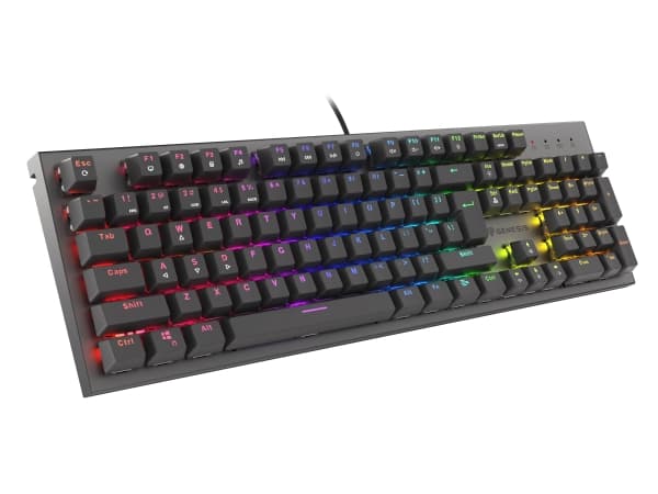 PELINÄPPÄIMISTÖ GENESIS THOR 303 MUSTA US RGB TAUSTAVALAISTUS MEKAANINEN PUNAINEN KYTKIN HOT SWAP