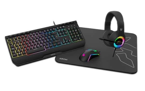Krom Kenya, Kabel, USB, Membrantangentbrytare, RGB LED, Svart, Mus inkluderad Svart