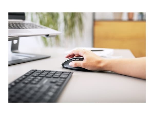 CHERRY DW 9500 SLIM - Tastatur- og mussett - trådløs - 2.4 GHz, Bluetooth 4.0 - USA med eurosymbol - tastsvitsj: CHERRY SX - grå, svart - plastfri em