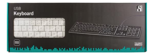 DELTACO Tangentbord, nordisk layout, USB, 1,1m kabel, vit