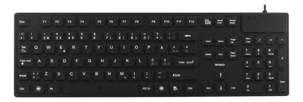 DELTACO rubberized keyboard, silicone, IP68, full size, 105 keys,black