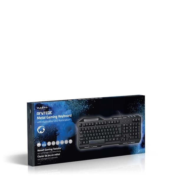 Nedis Pelinäppäimistö Langallinen | USB 2.0 | Kalvonäppäiminä | LED | US Kansainvälinen | Yhdysvaltain Näppäinasettelu | USB Virta | Virtakaapelin pit