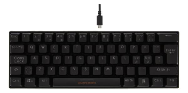 DELTACO GAMING mekaniskt tangentbord med röda brytare, 60% RGB, 62st tangenter