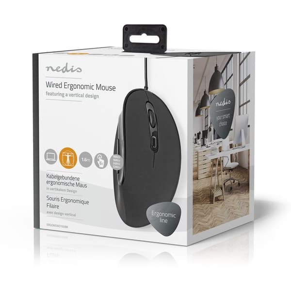 Nedis Kablet Mus | DPI: 1200 / 1800 / 2400 / 3600 dpi | Justerbar DPI | Antal knapper: 6 | Programmerbare knapper | Højrehåndet | 1.60 m