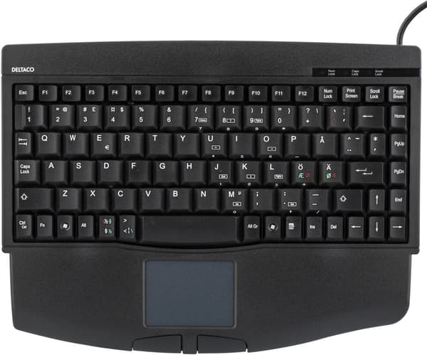 DELTACO minitangentbord med TouchPad, svart, USB (TB-5DSU)