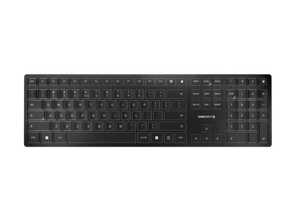 CHERRY KW 9100 SLIM - Tangentbord - trådlös - 2.4 GHz, Bluetooth 4.0 - QWERTY - Engelska - Europa - tangentbrytare: CHERRY SX - svart, silver