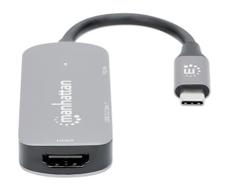 Manhattan 130707, Kabel, USB 3.2 Gen 1 (3.1 Gen 1) Type-C, 100 W, Gjuten aluminium, 3840 x 2160 pixlar, 30 hz
