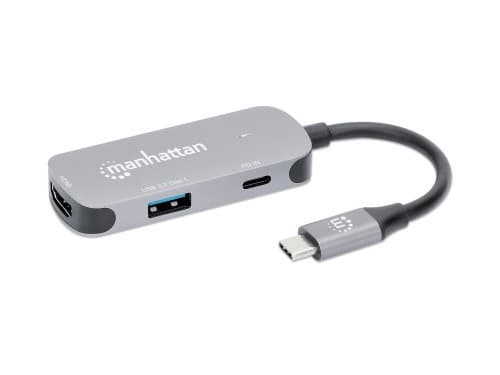 Manhattan 130707, Kabel, USB 3.2 Gen 1 (3.1 Gen 1) Type-C, 100 W, Gjuten aluminium, 3840 x 2160 pixlar, 30 hz