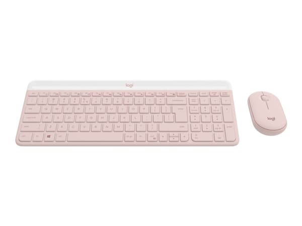 Logitech Slim Wireless Combo MK470 - Tastatur- og mussett - trådløs - 2.4 GHz - QWERTY - US International - rosa