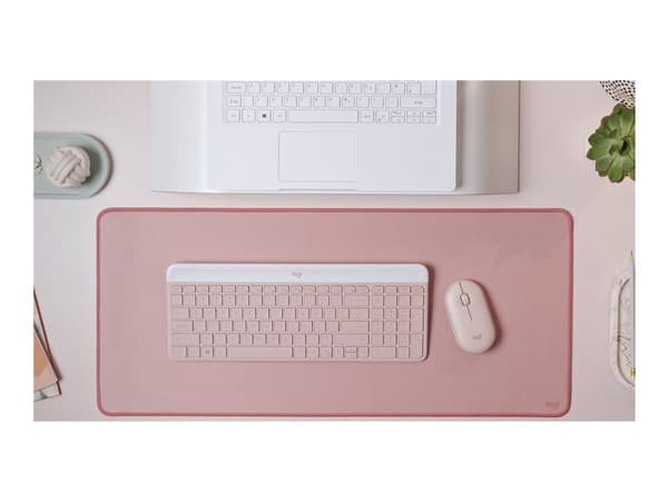 Logitech Slim Wireless Combo MK470 - Tastatur- og mussett - trådløs - 2.4 GHz - QWERTY - US International - rosa