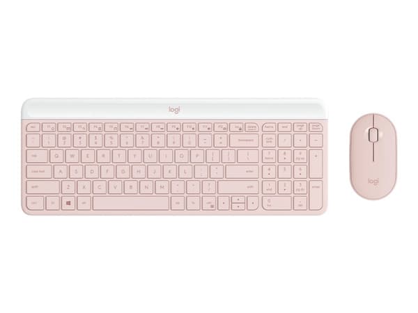 Logitech Slim Wireless Combo MK470 - Tastatur- og mussett - trådløs - 2.4 GHz - QWERTY - US International - rosa