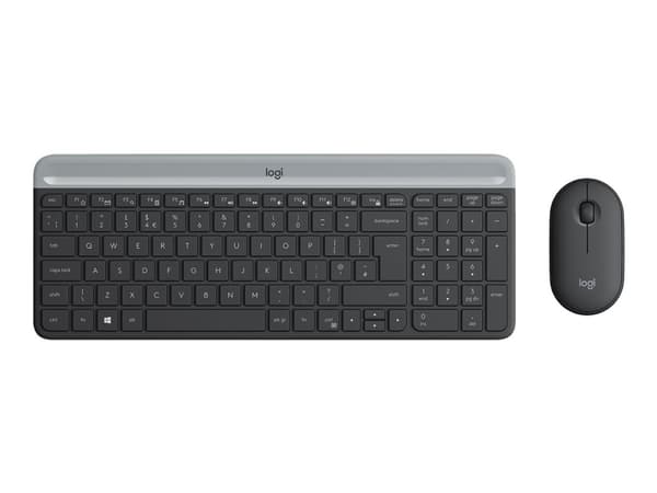 Logitech Slim Wireless Combo MK470 - Tastatur- og mussett - trådløs - 2.4 GHz - QWERTY - Storbritannia - grafitt