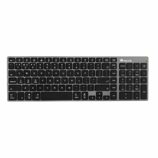 Näppäimistö NGS FORTUNE-BT ESPAÑOL Harmaa Espanjalainen Qwerty musta, Hopea