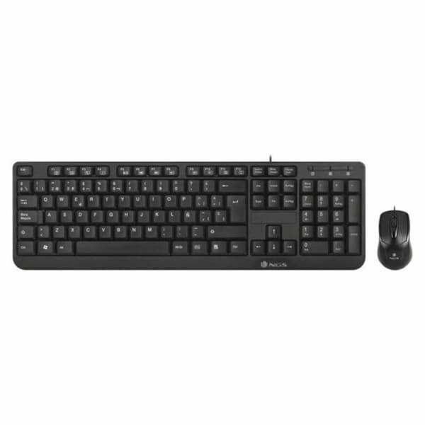 Tastatur og mus NGS Cocoa Kit Sort Spansk qwerty Sort