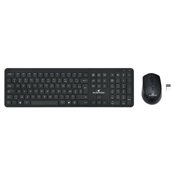 Tangentbord och Mus Bluestork Easy Slim AZERTY Svart Franska Svart