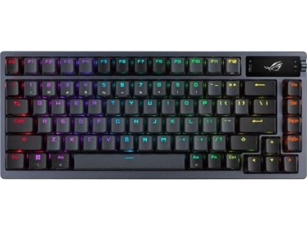 ASUS ROG Azoth - Tangentbord - 75 % med hot-swap - med OLED-display - backlit - trådlös - USB, 2.4 GHz, Bluetooth 5.1 - QWERTY - amerikansk - tangent