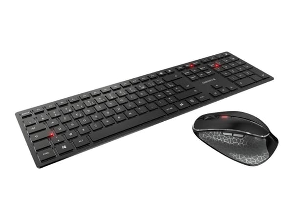 CHERRY DW 9500 SLIM - Sats med tangentbord och mus - trådlös - 2.4 GHz, Bluetooth 4.0 - AZERTY - fransk - tangentbrytare: CHERRY SX - grå, svart - pl