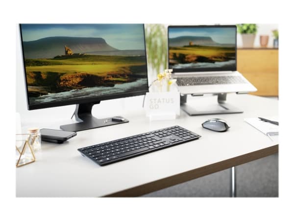 CHERRY DW 9500 SLIM - Sats med tangentbord och mus - trådlös - 2.4 GHz, Bluetooth 4.0 - AZERTY - fransk - tangentbrytare: CHERRY SX - grå, svart - pl