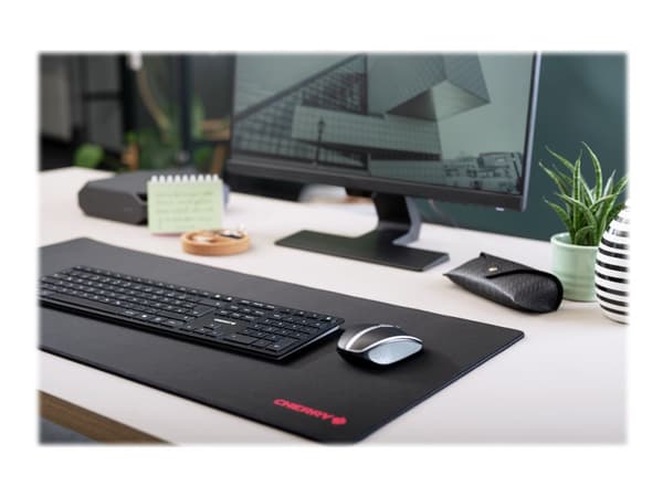 CHERRY KW 9100 SLIM - Tangentbord - trådlös - 2.4 GHz, Bluetooth 4.0 - fransk - tangentbrytare: CHERRY SX - svart, silver