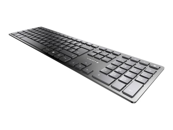 CHERRY KW 9100 SLIM - Tangentbord - trådlös - 2.4 GHz, Bluetooth 4.0 - fransk - tangentbrytare: CHERRY SX - svart, silver Svart