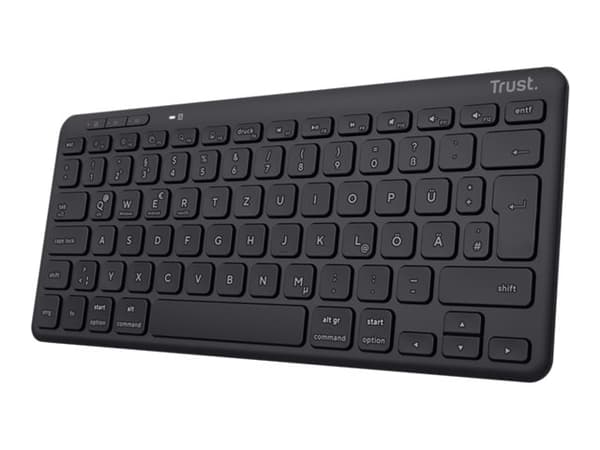 Trust Lyra, Tenkeyless (80–87 %), USB + RF Wireless + Bluetooth, Näppäimen saksikytkin, Musta musta