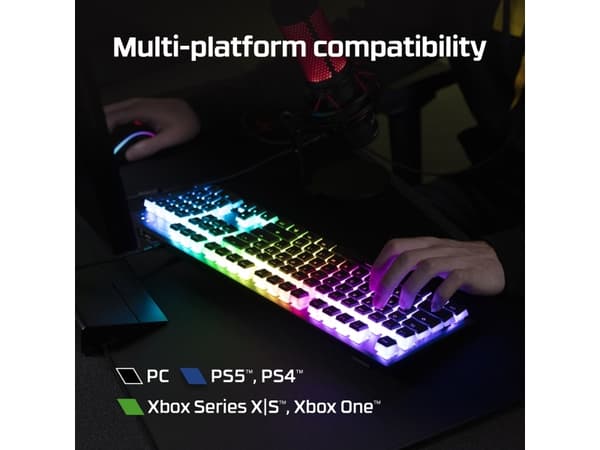 HyperX Alloy Origins Core – mekaniskt gamingtangentbord – HX Blue (US-layout), 80%, Kabel, USB, Mekaniska tangentbrytare, RGB LED, Svart