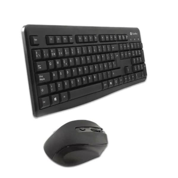 Tastatur og mus CoolBox COO-KTR-02W Spansk qwerty Sort Trådløst