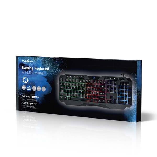 Nedis Pelinäppäimistö Langallinen | USB Type-A | Kalvonäppäiminä | LED | QWERTY | ND Näppäinasettelu | USB Virta | Virtakaapelin pituus: 1.30 m | Mult