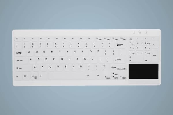 Active Key MedicalKey AK-C7412 - Tangentbord - hygieniskt tangentbord som kan desinficeras - med pekplatta - USB - QWERTY - brittisk - vit