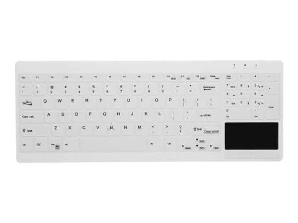 Active Key MedicalKey AK-C7412 - Tastatur - desinfiserbart hygienetastatur - med styreplate - USB - QWERTY - Storbritannia - hvit Hvit
