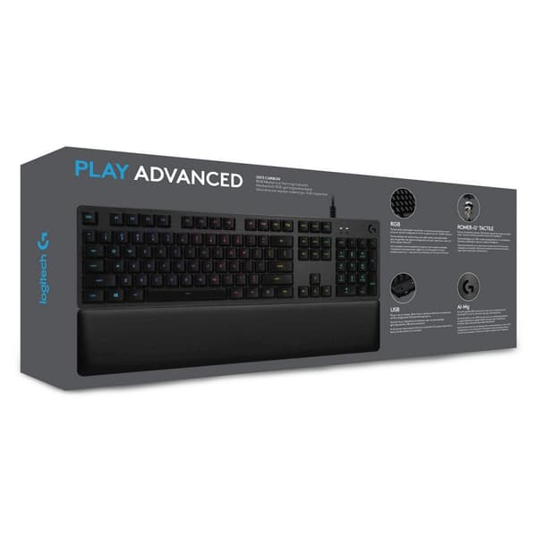 Bluetooth-tangentbord med tabletthållare Logitech G513 CARBON LIGHTSYNC RGB Mechanical Gaming Keyboard, GX Brown Franska AZERTY