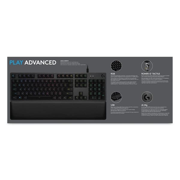 Bluetooth-tangentbord med tabletthållare Logitech G513 CARBON LIGHTSYNC RGB Mechanical Gaming Keyboard, GX Brown Franska AZERTY