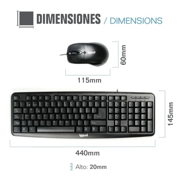 Tangentbord och Mus iggual COM-CK-BASIC QWERTY USB