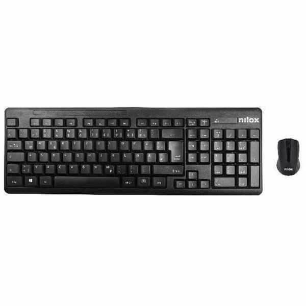 Tastatur og mus Nilox Combo de ratón más teclado wireless Sort Spansk qwerty