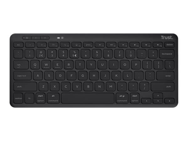 Trust Lyra - Tastatur - lavprofil - trådløs - 2.4 GHz, Bluetooth 5.0 Svart