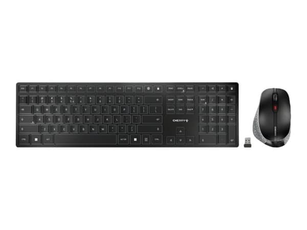CHERRY DW 9500 SLIM - Sats med tangentbord och mus - trådlös - 2.4 GHz, Bluetooth 4.0 - AZERTY - belgisk - tangentbrytare: CHERRY SX - grå, svart - p Svart, Grå