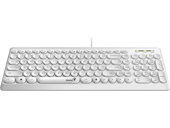 Genius-tastatur Genius Slimstar Q200, CZ/SK-tastatur, klassisk, lydløs kablet type (USB), hvit