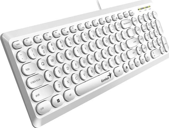 Genius-tastatur Genius Slimstar Q200, CZ/SK-tastatur, klassisk, lydløs kablet type (USB), hvit