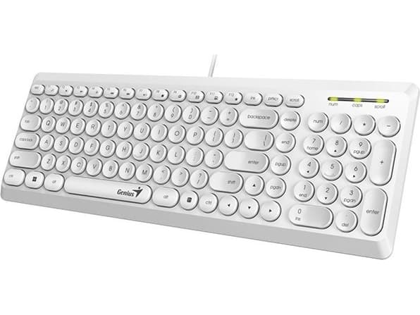 Genius-tastatur Genius Slimstar Q200, CZ/SK-tastatur, klassisk, lydløs kablet type (USB), hvit