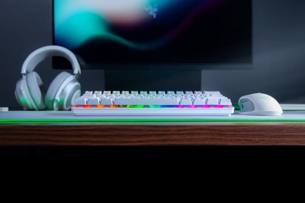 Razer Huntsman Mini, Langallinen, USB, Optinen näppäinkytkin, QWERTY, RGB LED, Valkoinen