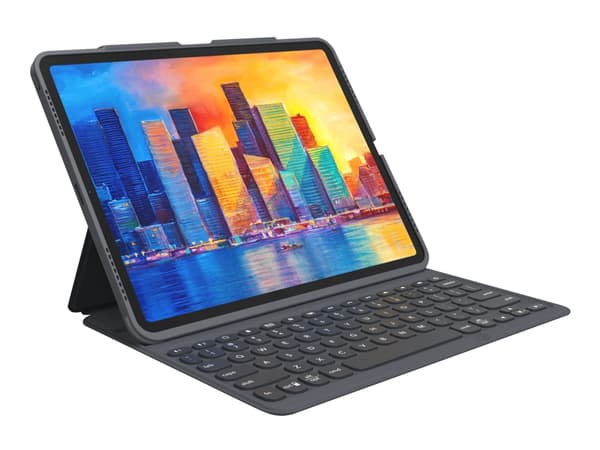 ZAGG Pro Keys - Tastatur og folioveske - bakgrunnsbelyst - Bluetooth - Storbritannia - koksgrå tastatur, koksgrå boks - for Apple 12.9-inch iPad Pro