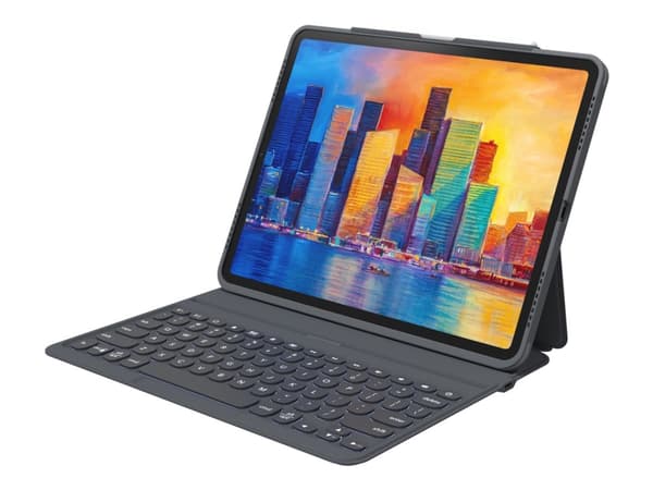 ZAGG Pro Keys - Tastatur og folioveske - bakgrunnsbelyst - Bluetooth - Storbritannia - koksgrå tastatur, koksgrå boks - for Apple 12.9-inch iPad Pro