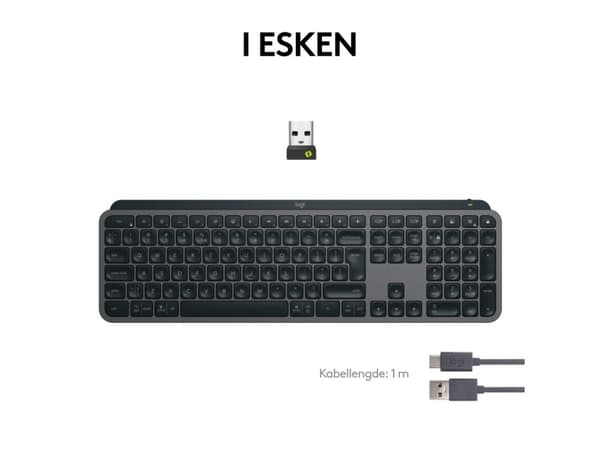 Logitech® | MX Keys S - Tastatur - bagbelyst - Bluetooth, 2,4 GHz - Nordisk layout - Grafitt