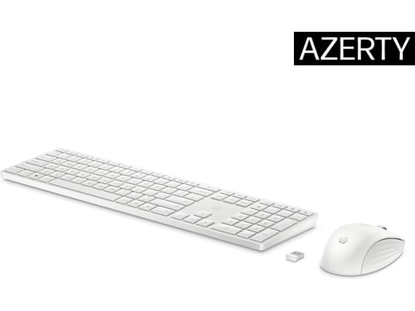 HP 650 trådlöst tangentbord och mus kombinerat, Fullstor (100 %), Trådlös, RF Trådlös, Membrantangentbrytare, Vit, Mus inkluderad