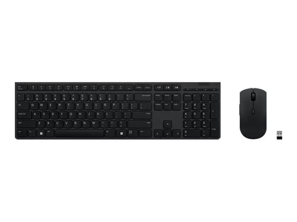 Lenovo Professional - Sats med tangentbord och mus - trådlös - Bluetooth, 2.4 GHz - Svenska/finska - tangentbrytare: Scissor-Switch - grå - brun låda Svart