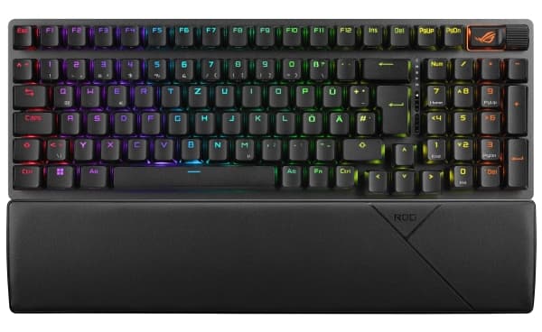 ASUS ROG Strix Scope II 96 - Tastatur - driftsutskiftbar, 96% layout - backlit - trådløs - USB, 2.4 GHz, Bluetooth 5.1 - tastsvitsj: ROG NX - svart