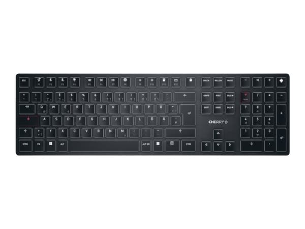 CHERRY KW X ULP - Tastatur - bagbelyst - trådløs - USB, 2.4 GHz, Bluetooth 5.2 - QWERTY - Pan Nordic - tastkontakt: CHERRY MX Ultra Low Profile - sor