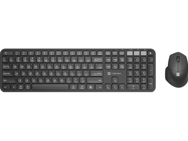NATEC OCTOPUS 2, Trådløs, RF trådløs + Bluetooth, Membrannøkkelbryter, QWERTY, Sort, Grå, Mus inkludert Sort, Grå