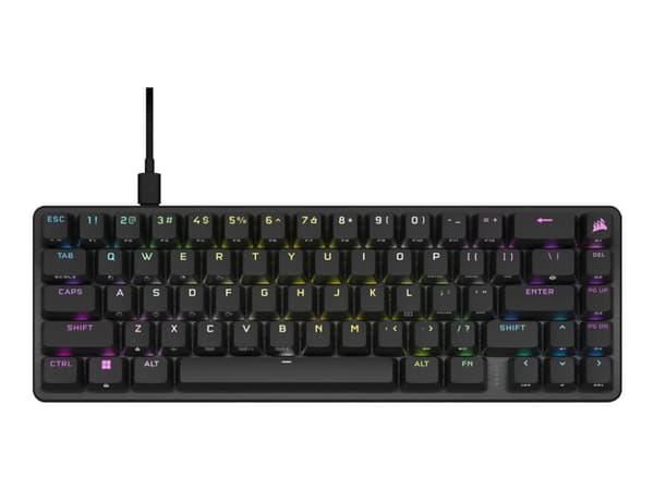CORSAIR K65 PRO MINI RGB - Tangentbord - 65%, gaming - bakgrundsbelyst - USB - Amerikansk engelska - tangentbrytare: CORSAIR OPX RGB Svart